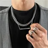 Chains Tide Brand Double-Layer Necklace Niche Hip-Hop Advanced Clavicle Chain Cuban Thick Men's And Women's Titanium Steel Jewelry