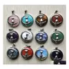 CAR DVR CHARMS RUND SSORTED MOON CAT mönster Natural Stone Crystal Pendants för halsbandstillbehör smycken Making Drop Leverans Findings Dh8he