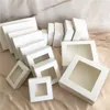 Gift Wrap 40pcs DIY White box with window paper Kraft Box cake Packaging For Wedding home party muffin packaging christmas Gift Box 230301