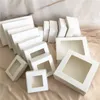 Emballage cadeau 40pcs bricolage boîte blanche avec fenêtre papier Kraft boîte gâteau emballage pour mariage fête à la maison muffin emballage noël boîte-cadeau 230301