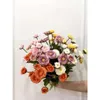 Dekorativa blommor 3 Solar Chrysanthemum Imitation Home Decor False Table Marigold Small Bouquets Light Luxury Flor