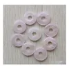 Auto DVR Charms Round Ssorted 18 mm Cirkel Donut Pink Rose Quartz Natuurlijke steenkristallen Hangers voor kettingaccessoires Sieraden Maken Dhfph