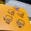 Cluster Rings Trendy Luxury Heart Cubic Zircon Engagement Finger Rings For Women Wedding DUBAI Bridal Adjust Ring J2094 G230228
