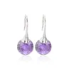 Boucles d'oreilles créoles en argent Sterling 925, rosée du matin avec CZ violet, à la mode, adaptées à tous les bijoux Pandora européens pour femmes