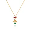 Choker Cute Zircon Crystal Bell Necklace For Women Men Stainless Steel Pendant Necklaces Jewelry Christmas Gift Collier