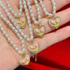 Chains Korean Elegant Tulips Pearl Beads Necklace For Women Ladies Fashion Extravagant Heart Pendent Necklaces Choker Jewelry