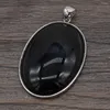 Pendant Necklaces Natural Stone Black Agate Round Egg Shape Handmade For Jewelry MakingDIY Necklace Earring Accessories Charm Gift 25x35mm