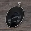 Pendentif Colliers Pierre Naturelle Agate Noire Forme Oeuf Rond Fait Main Pour La Fabrication De Bijoux DIY Collier Boucle D'oreille Accessoires Charme Cadeau 25x35mm