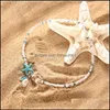 car dvr Anklets Europe And The United States Retro Anklet Sier Conch Starfish Beads Female Beach Sea Hawaii Summer Jewelry Drop Delivery Dhgui