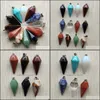 CAR DVR CHARMS BORDED Natural Stone Pillar Chakra Pendum Pyramid Healing Reiki Point Pendants For Necklace Jewelry Making Drop Delivery Fi DHSFJ