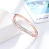 Bangle Fashion Geometric Crystal Curved Bracelet For Woman Love Wedding Gift Stainless Steel Jewelry Wholesale