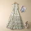 2023 Spring Multicolor Floral Print Panelled Dress Sleeveless V-Neck Midi Casual Dresses S3F281222 Plus Size XXL