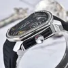 Modello di orologi da polso per lo stesso dispositivo Tourbillon Flywheel Orologio da polso da uomo meccanico Orologio da polso in gomma impermeabile Orologio da uomo con diamanti Tonneau