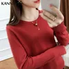 Maglioni da donna Autunno Inverno Donna Pullover Scollo a V Tinta unita Rosa Rosso Maglieria Camicia con fondo Maglioni da donna coreani Maglioni casual da donna 230301