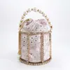 Sac de soirée Hollow Pearl Bucket Bag Women Designer Korean Handmade Alliage Meta