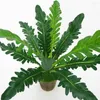 Flores decorativas 12 cabeças de ninho de pássaro artificial Fern Green Plant Wall Home Office Shop Decor