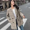 Costumes pour femmes Blazers 2023 automne et hiver Plaid veste coréenne rétro mince Blazer à manches longues Blaser Feminino grande taille manteau marée