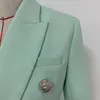 Womens Suits Blazers High Street Classic Baroque Designer Jacket Womens Metal Lion Buttons Double Breasted Textured Blazer Mint Green 230228