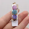 Pendanthalsband Natural Stone Gem Rectangular Inlaid Three-Color Crystal Bud för smycken Making Diynecklace Earring Accessory Charm Gift