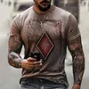 T-shirt manches courtes col rond pour homme, haut ample et décontracté, imprimé en 3D, à la mode, 6XL256Q