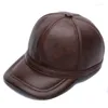 Шаровые шапки подлинные кожаные мужчины бейсболка HAP Шляпа высококачественная мужская настоящая взрослая твердая регулируемые шляпы