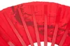 Buiten Fitness Equipment Tai Chi Fan 34cm Bamboo Chinese Kung Fu -fans Hoge kwaliteit Martial Arts Fan Two Hands Fans PLUM Bloempatroon Rood Cover 230301