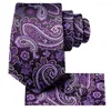 Bow Ties Purple White Paisley Silk Tie For Men Handky Cufflink Gift Mens Necktie Fashion Business Party Wedding Dropshiping Hi-Tie Design