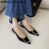 2023 printemps mode sandales femmes plat bout pointu mule marque diapositives arrière sangle Slingback chaussures fermer femme Sandalias Mujer 0220