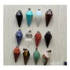 CAR DVR CHARMS BORDED Natural Stone Pillar Chakra Pendum Pyramid Healing Reiki Point Pendants For Necklace Jewelry Making Drop Delivery Fi DHSFJ