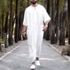 Vêtements ethniques Vintage lâche musulman Caftan Robes hommes à manches longues mode Jubba Thobe homme loisirs couleur unie motif vêtements islamiques 230301