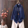 Women's Blouses 2023 Ethnic Style Long-Sleeved Loose Women's Shirt Cotton Leisure Embroidery Cardigan