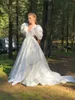 Feestjurken charmante mode elegante prom puffy mouwen diep v nek backless vrouwen lange avondjurken plus maat op maat gemaakt