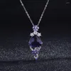 Kettingen Superd Design Silver ingelegde paarse kristallicht luxe elegante dames ketting hanger banket bruiloft accessoires