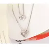 Chains 925 Sterling Silver Necklace Double Layer Chain Zircon Heart Pendants Necklaces For Women Kolye Choker