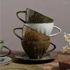 Cups Saucers Japanse creatieve koffiekop en schotel keramische vintage cappuccino theeset keuken servies