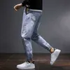 Mäns jeans 2022New Fashion Men's Elastic Jeans Business Casual Loose Straight Denim Pants Men's Autumn Slim Fit Pants Mens Jeans Z0301