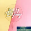 Feliz aniversário acrílico redondo transparente bolo de bolo de capota decorações de aniversário decoração de festa de cartão