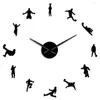 Wall Clocks Football Players Contemporary Soccer Game DIY Large Clock Watch Kids Fans Living Room Hall Decor Boy Gift