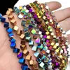 Beads 4/6MM Diagonal Square Cube Hematite Blue Red Gold Green Purple Natural Stone Spacer Loose For Jewelry Making Diy Bracelets