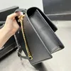 Bolsa Mensageiro Feminina Sunset Chain Monograms Mensageiro Marca França Luxo Liso Nappa Couro Metal Y Bolsa Transversal Lady Gussets Aba Lateral Ombro