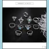 car dvr Cluster Rings Knuckle Ring Set Retro Diamond Carved Starry Gemstone 11 Piece Boho Can Be Superimposed Female Sier Drop Delivery Jewel Dhnhe