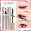 Mascara Qic Glossier Starry Sky Mascaras And Eyeliner Set Waterproof Lengthening Thick Smooth Black Pencil Cosmetic Makeup Drop Deli Dhe6Y