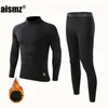 Survêtements pour hommes Aismz Hiver Sous-Vêtements Thermiques Garçon Hommes Chaud Première Couche Homme Sport Rashgard Polaire Compression Seconde Peau Caleçon Long 230301