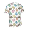 Men's T Shirts Kawaii Milky Pattern T-Shirt Men O-Neck Print Tees Tops Milk Boba Coffee Peach Mint Chocolate Banana Strawberry