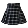 Feminino casual xadrez saia meninas cintura alta plissado aline moda uniforme com shorts internos 230301