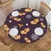 Tafelkleed Ronde Oilvrije kerstman Claus Cover Elastic Christmas Elk Backing Edge Table Cloth voor dineren