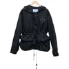 Pdara Fashion Brand Design Womens Waterproof Jackets Spring 2023 Ladies Black Waisted Slim Hooded Jacket Outdoor Casual Trench Windbreaker Hooded Jacket Tops