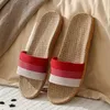 Slippers slipper men anti-slip linen home indoor bath open toe flats shoes women slides beach sandals