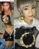 Hoopörhängen Huggie Punk Big Golden Bamboo överdrivna basketkvinnor runt cirkel för kvinnor nattklubb mode juvelryhoop