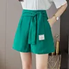 Frauen Shorts Mode Hohe Taille Bandage Bein Breite Hosen Für Frauen Casual Arbeit 2023 Sommer Grün Schwarz Weiß Mädchen kurze